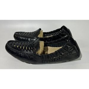 Cole Haan Women's Black woven leather driving loafer slip on shoes size US 6.5B